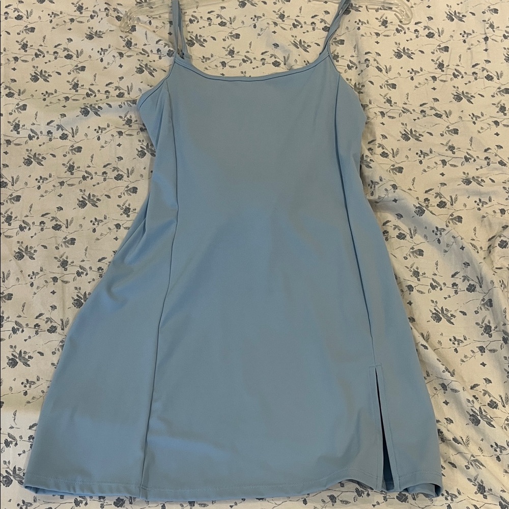 Elegant Blue Spaghetti Strap Dress (skort -has attached short jumpsuit)